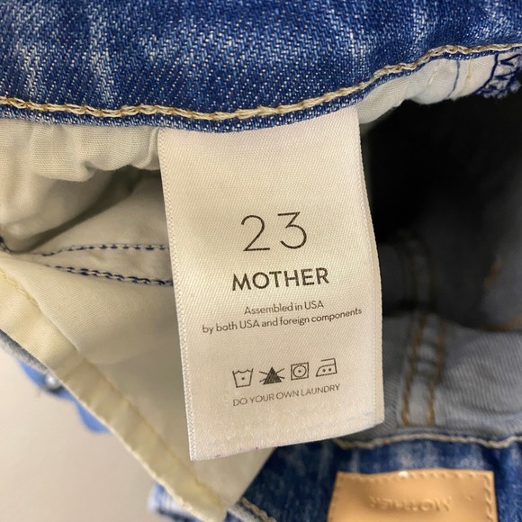 MOTHER The Insider Ankle Jeans Size 23 Blue Flare Bloom and Doom Distress *Wear - Picture 4 of 16